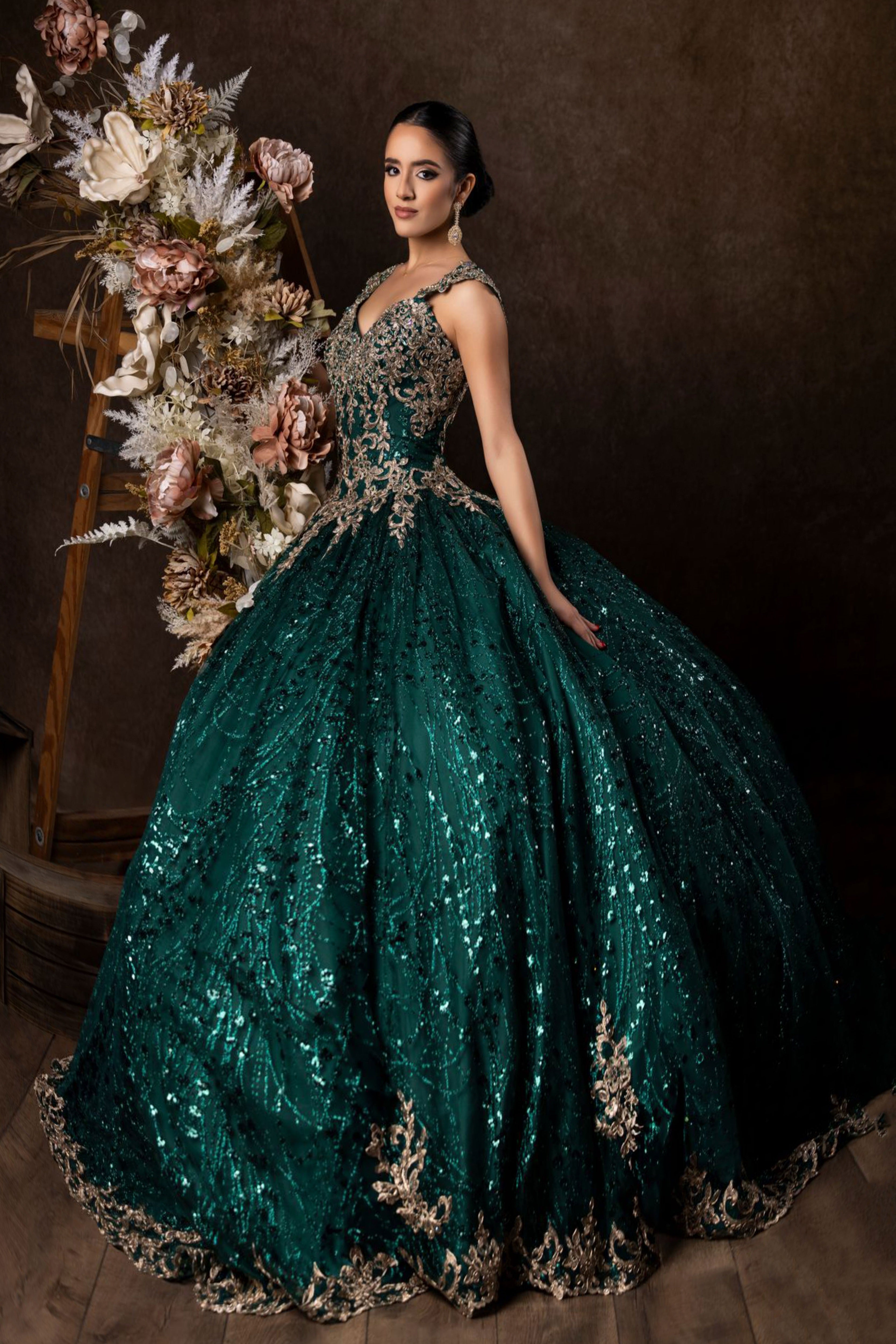 floral green dress Embroidered Midi Budget bridesmaid dress Glow Blossom Long Sleeve Size:8x10 Black Matted Print
