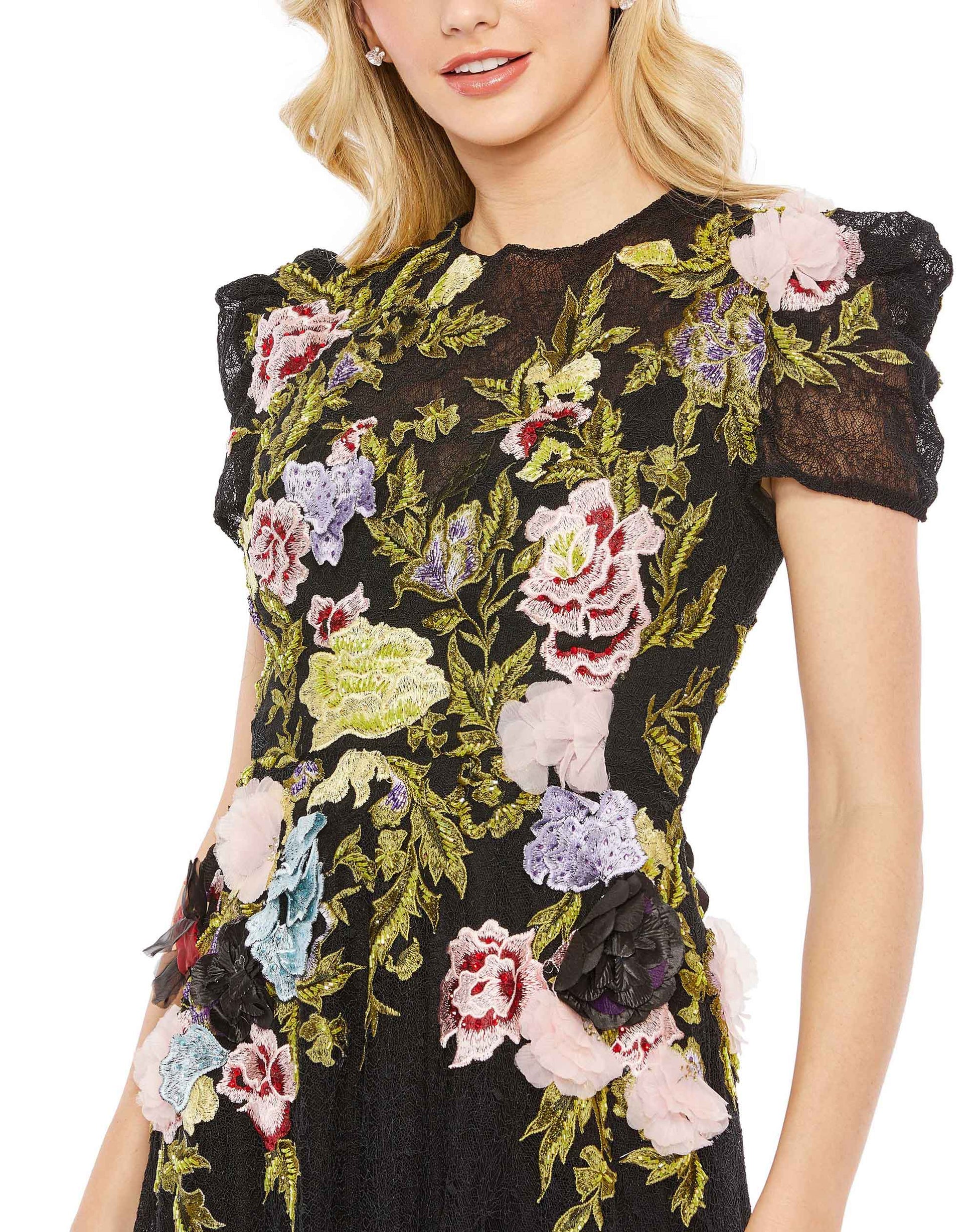 Formal Dresses Floral Long Formal Dress Black Multi
