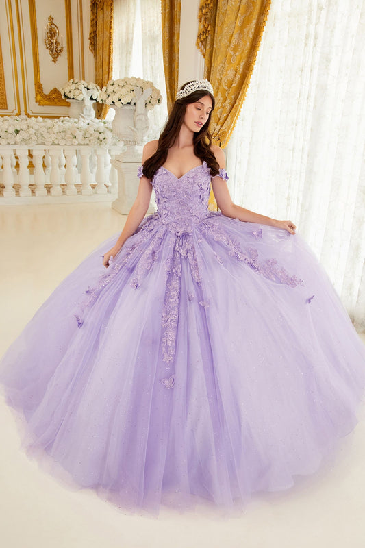 Quinceniera Dresses Long Layered Ball Gown Lace Quinceanera Dress Lavender