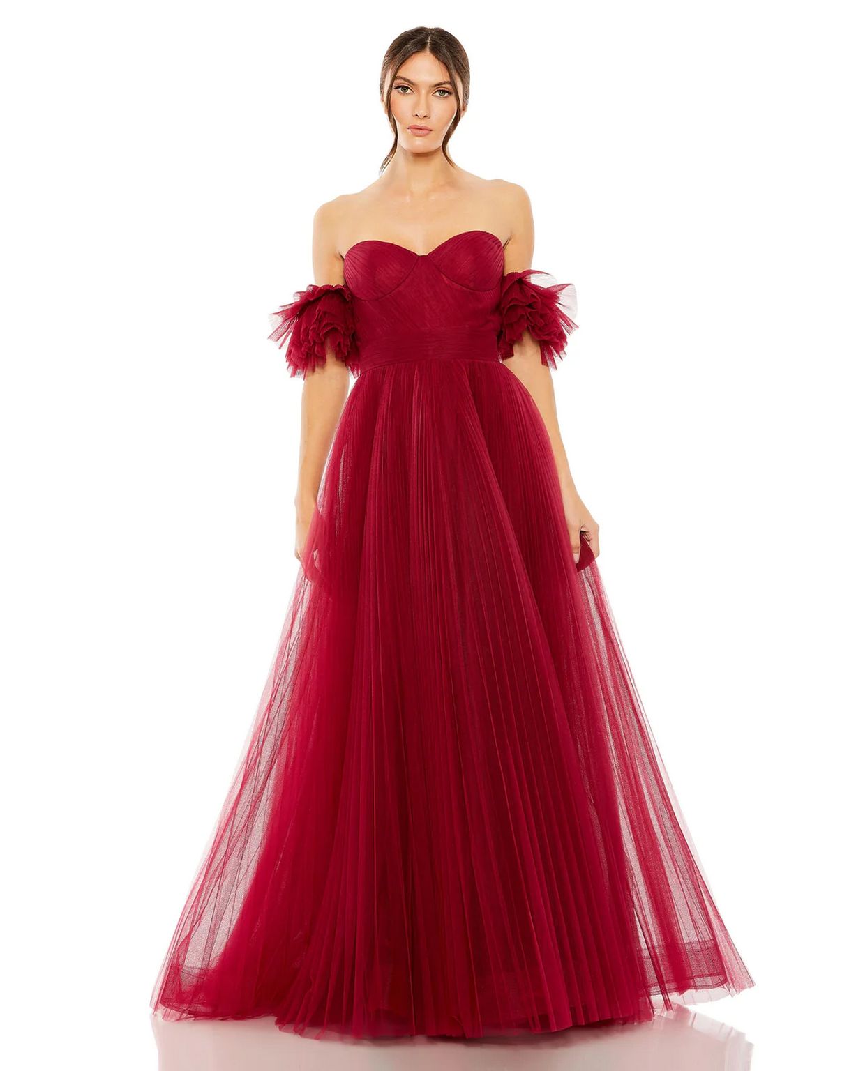 Mac Duggal 20517 Long Off Shoulder Tulle A Line Dress