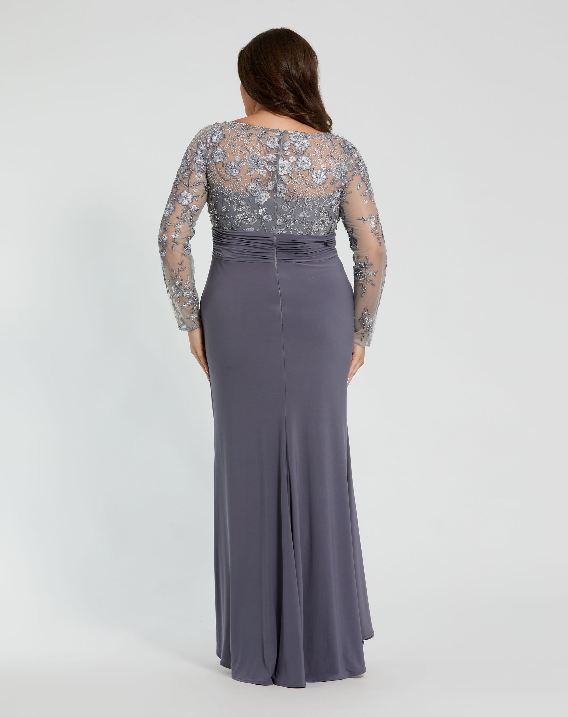 Plus Size Dresses Long Formal Beaded Plus Size Dress Charcoal