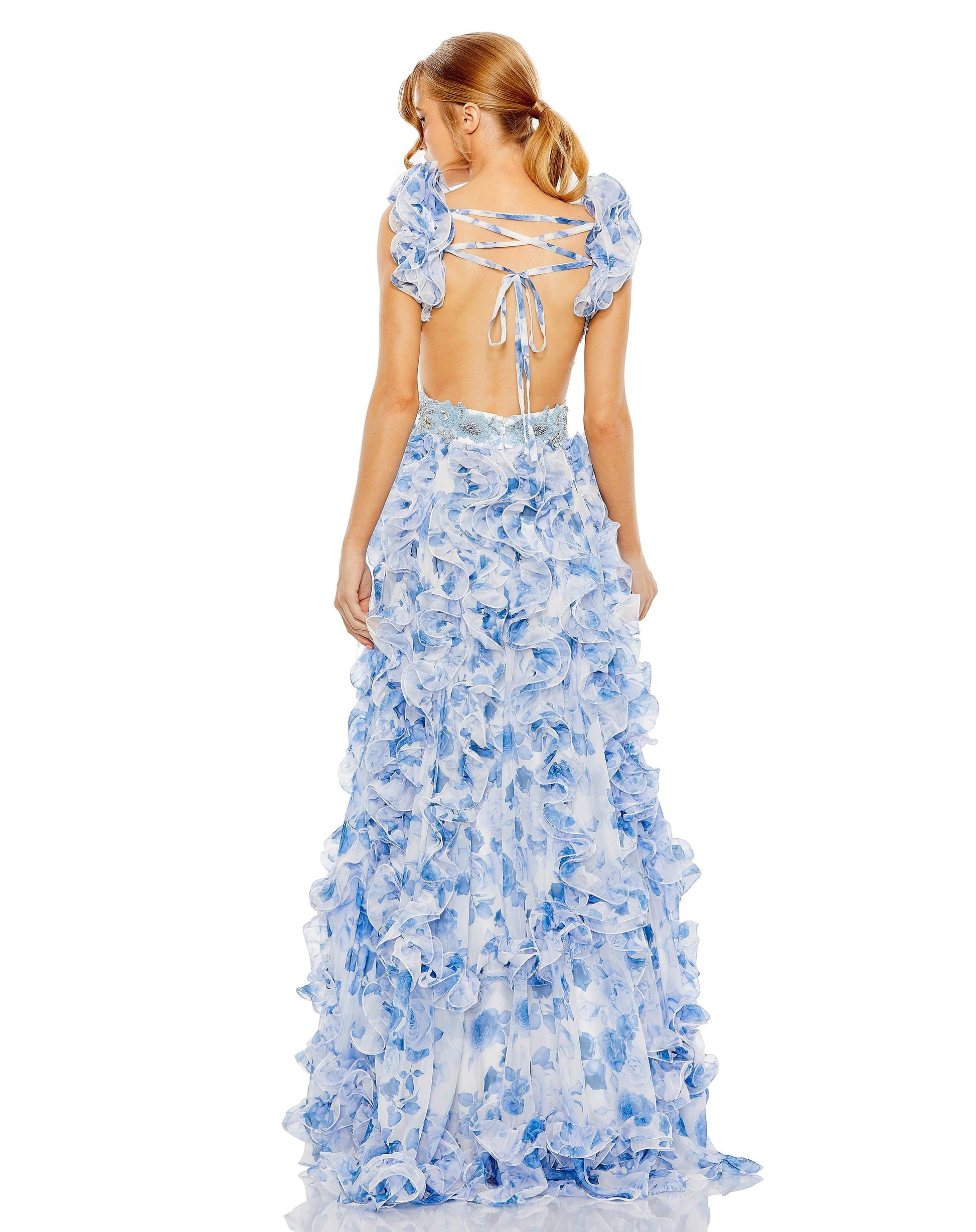 Prom Dresses Long Sleeveless Chiffon Prom Dress Blue Multi