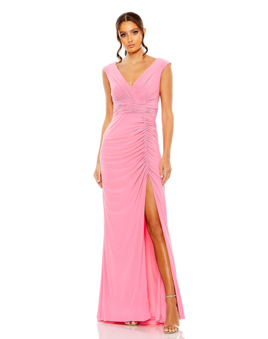 Formal Dresses Long Cap Sleeve Formal Dress Candy Pink