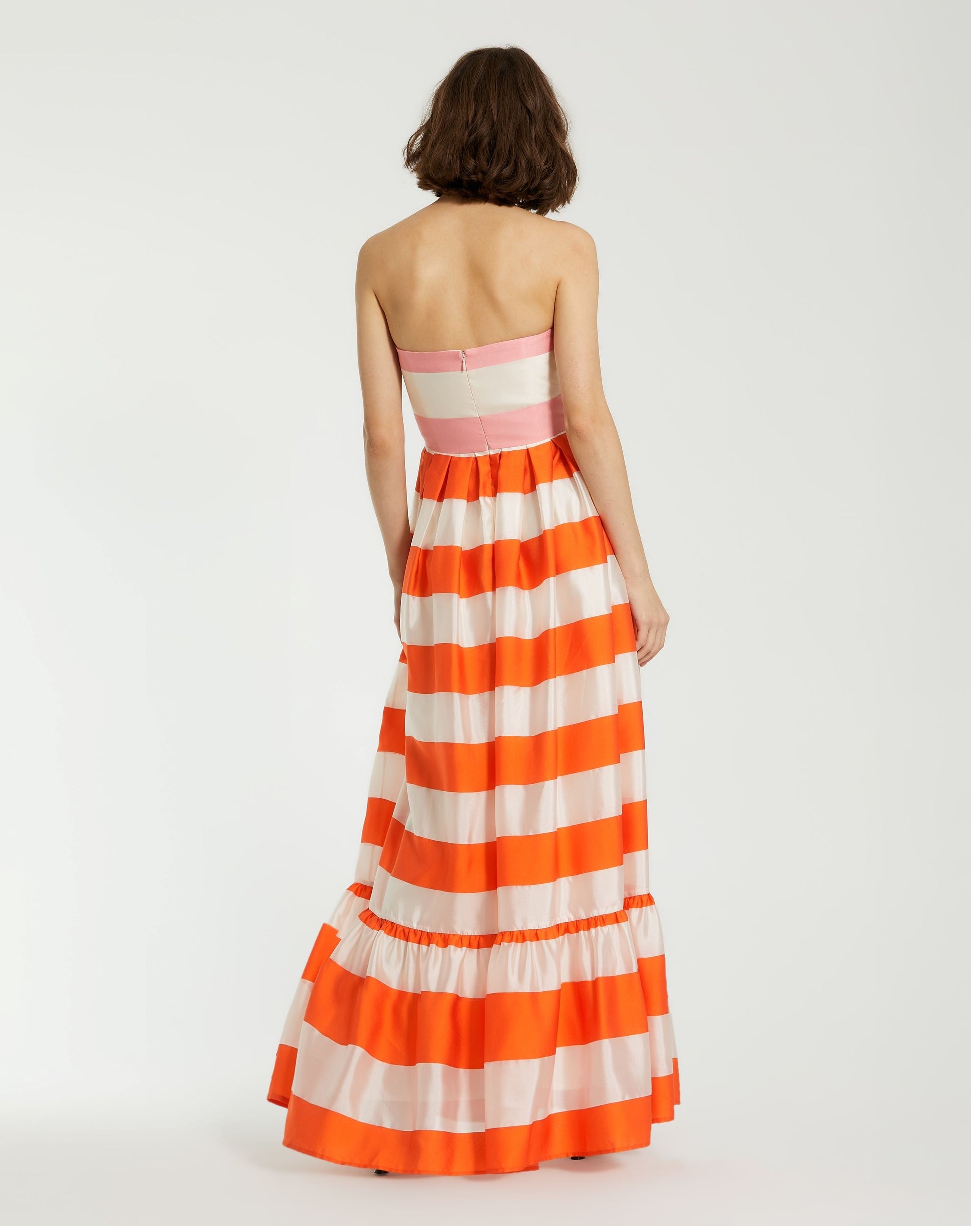 Formal Dresses Long Stripped Formal Prom Ruffle Dress Sunset