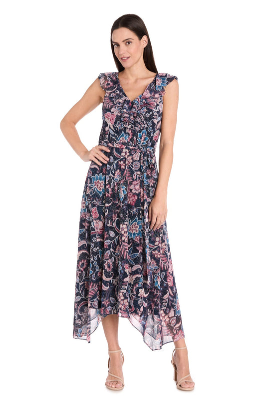 Cocktail Dresses High Low Printed A Line Cocktail Dress Navy/Multi