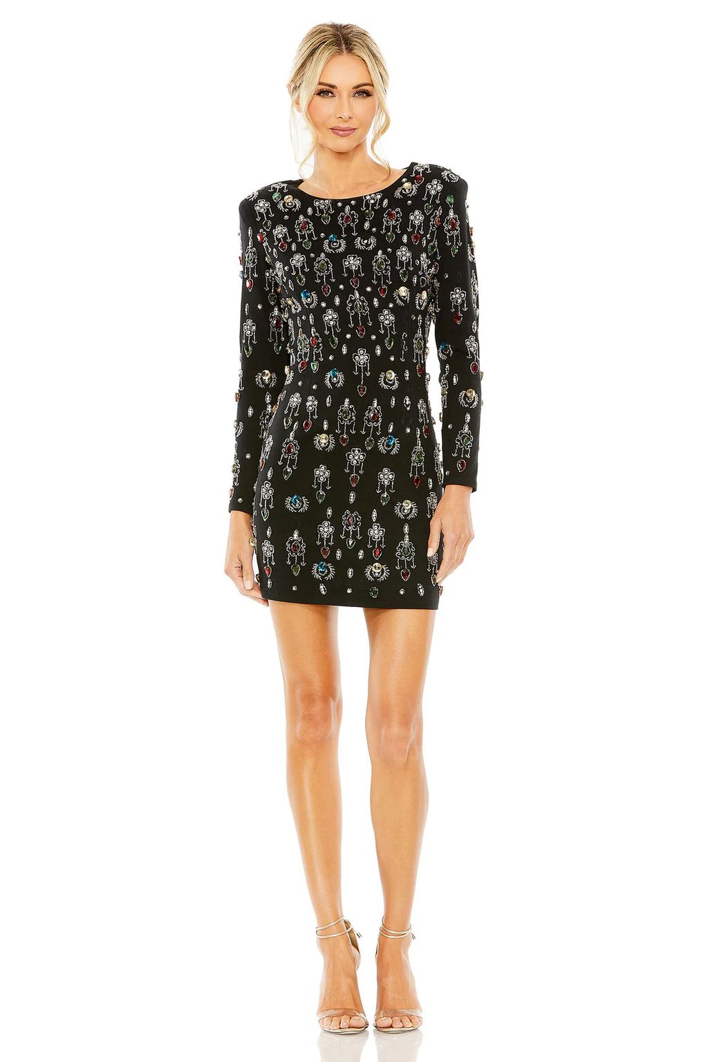 Cocktail Dresses Short Jewel Embellished Velvet Dress Black Multi