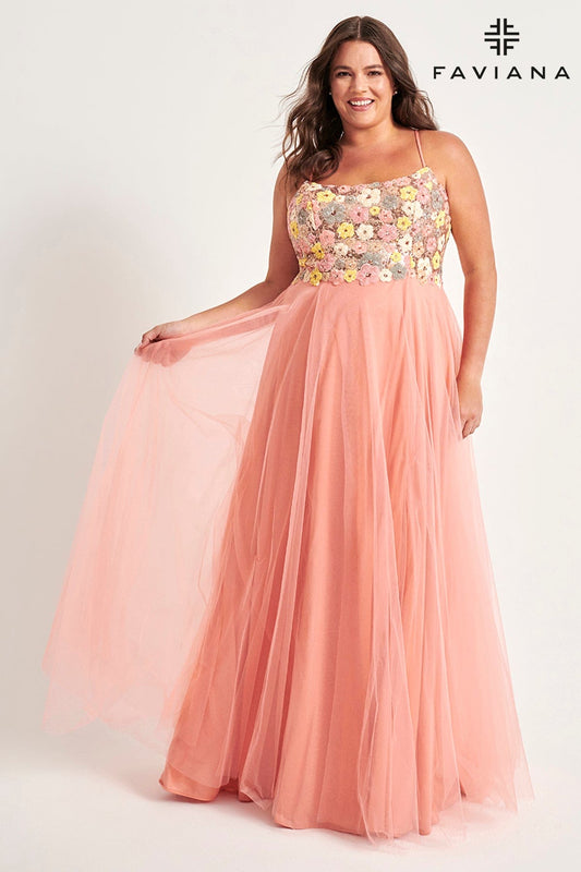Prom Dresses Long Formal Sequin Floral Plus Size Prom Dress Spring Pink