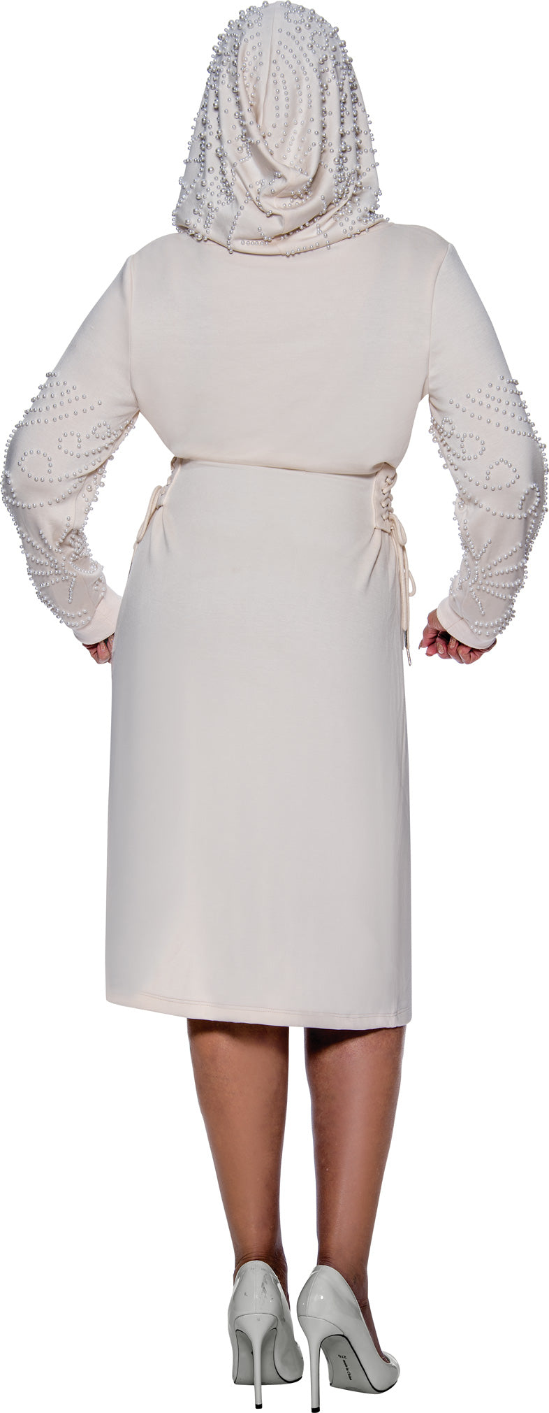 Cocktail Dresses Long Sleeve Hoody Dress Ivory