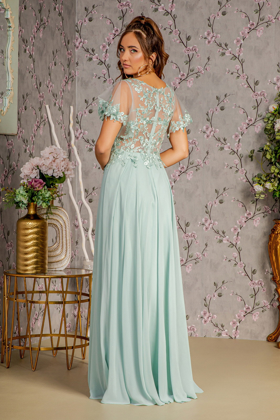 Mother of the Bride Dresses 3D Flower A line Long Mother of the Bride Dress Sage