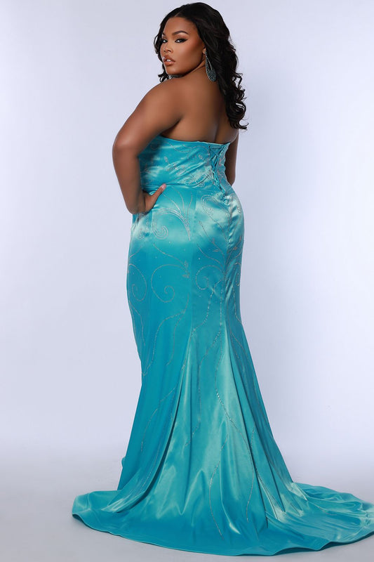 Plus Size Dresses Plus Size Fitted Long Mermaid Formal Prom Dress  Aqua