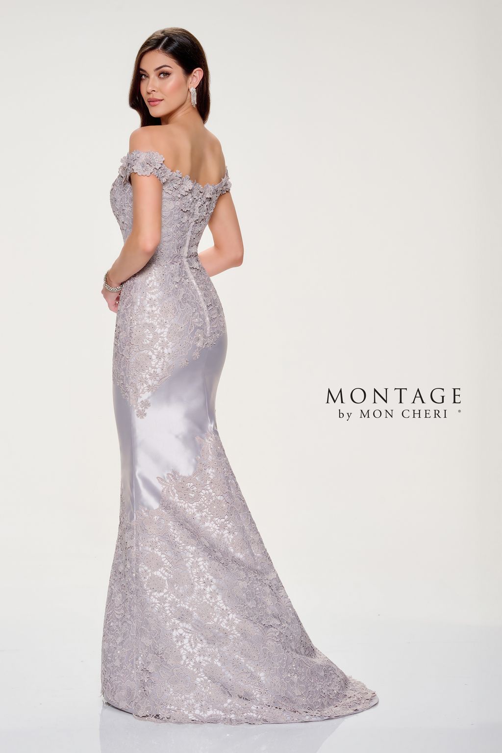 Formal Dresses Long Evening Fitted Mermaid Floral Formal Dress  Pearl Gray