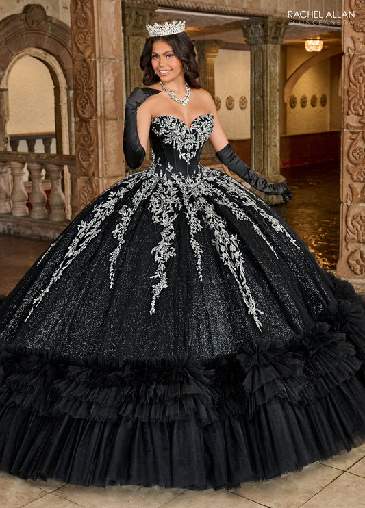 Quinceanera Dresses Long Quinceanera Ruffle Ball Gown Black