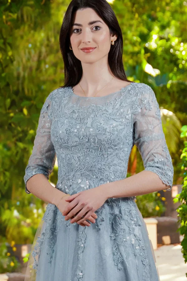 Mother of the Bride Dresses Long Formal Mother of the Bride A Line Evening Dress Smoky Blue