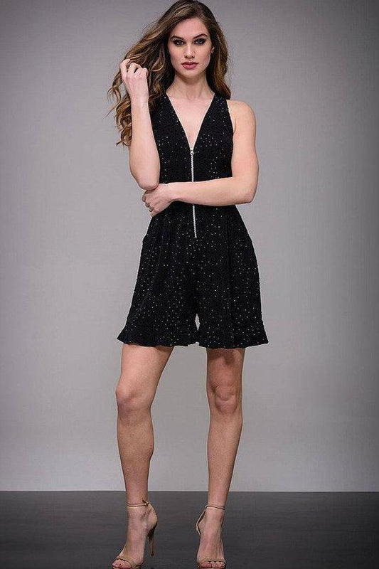 Jovani Embellished V-Neck Racerback Romper M549 - The Dress Outlet