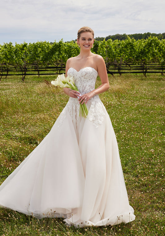 Wedding Dresses A Line Long Beaded Lace Corset Wedding Dress Ivory/Sand