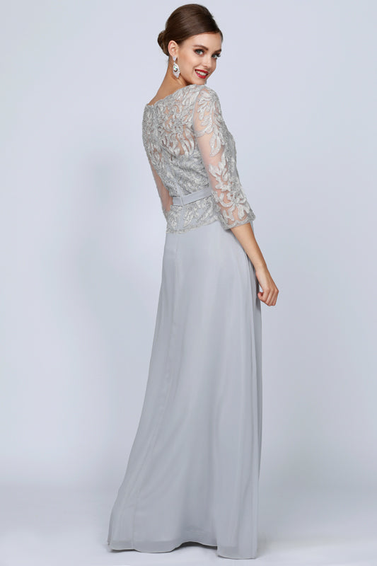 Mother of the Bride Dresses Beaded Formal Long Mother of the Bride Dress Silver