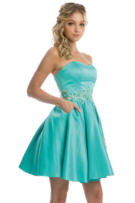 Cocktail Dresses Mini Short Beaded Applique Cocktail Dress Jade