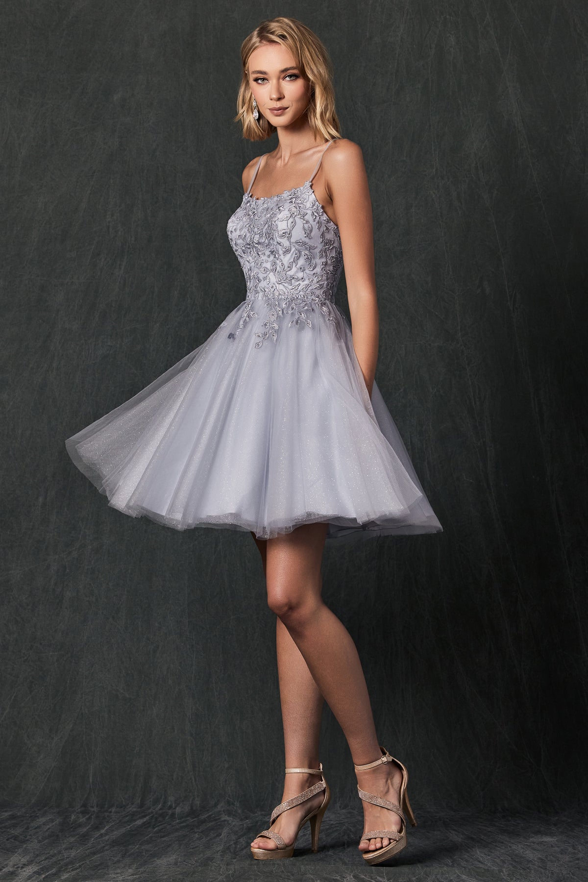 Cocktail Dresses A Line Short Cocktail Floral Dress Silver