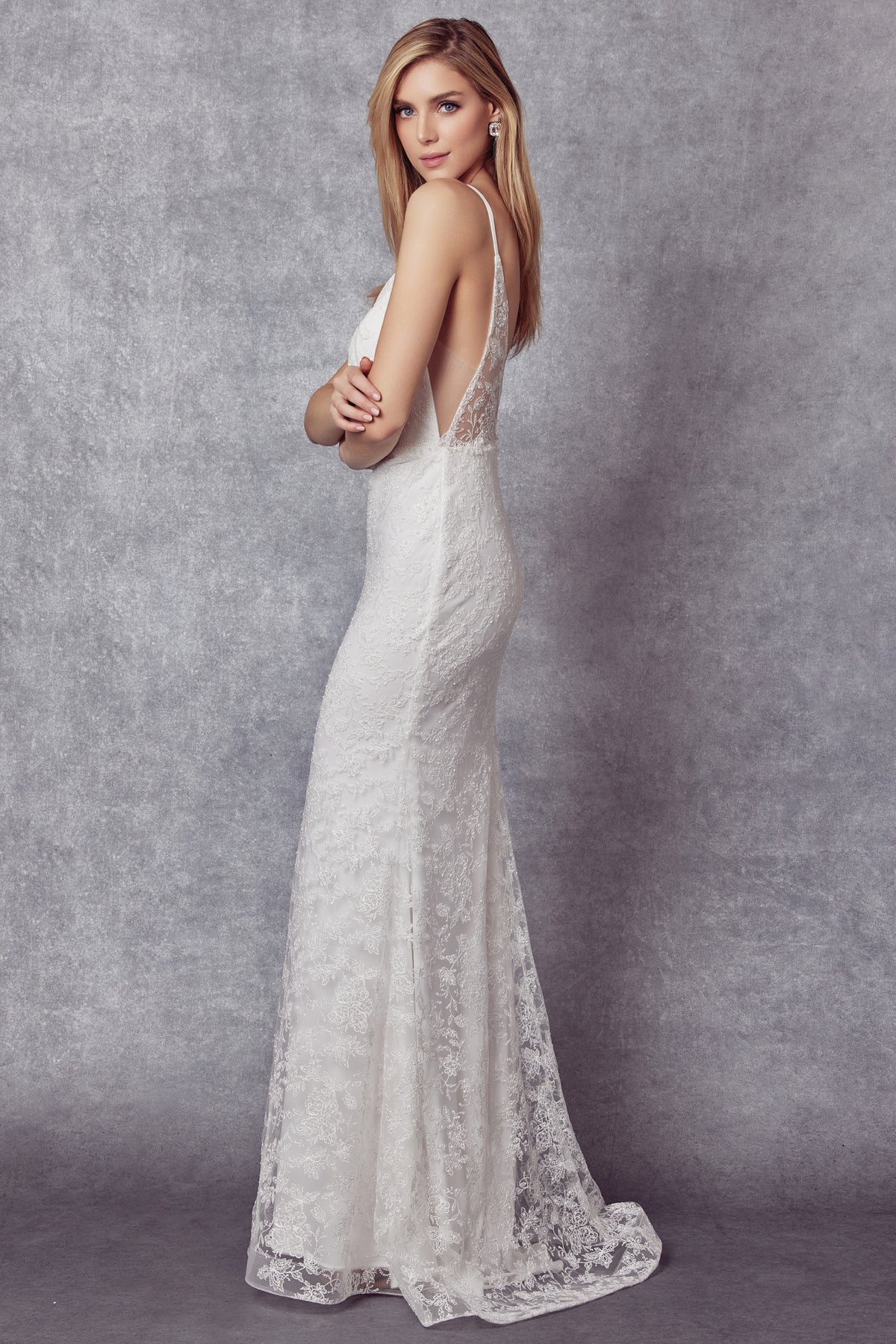 Wedding Dresses Long Bridal Gown Fitted Lace Wedding Dress Off White