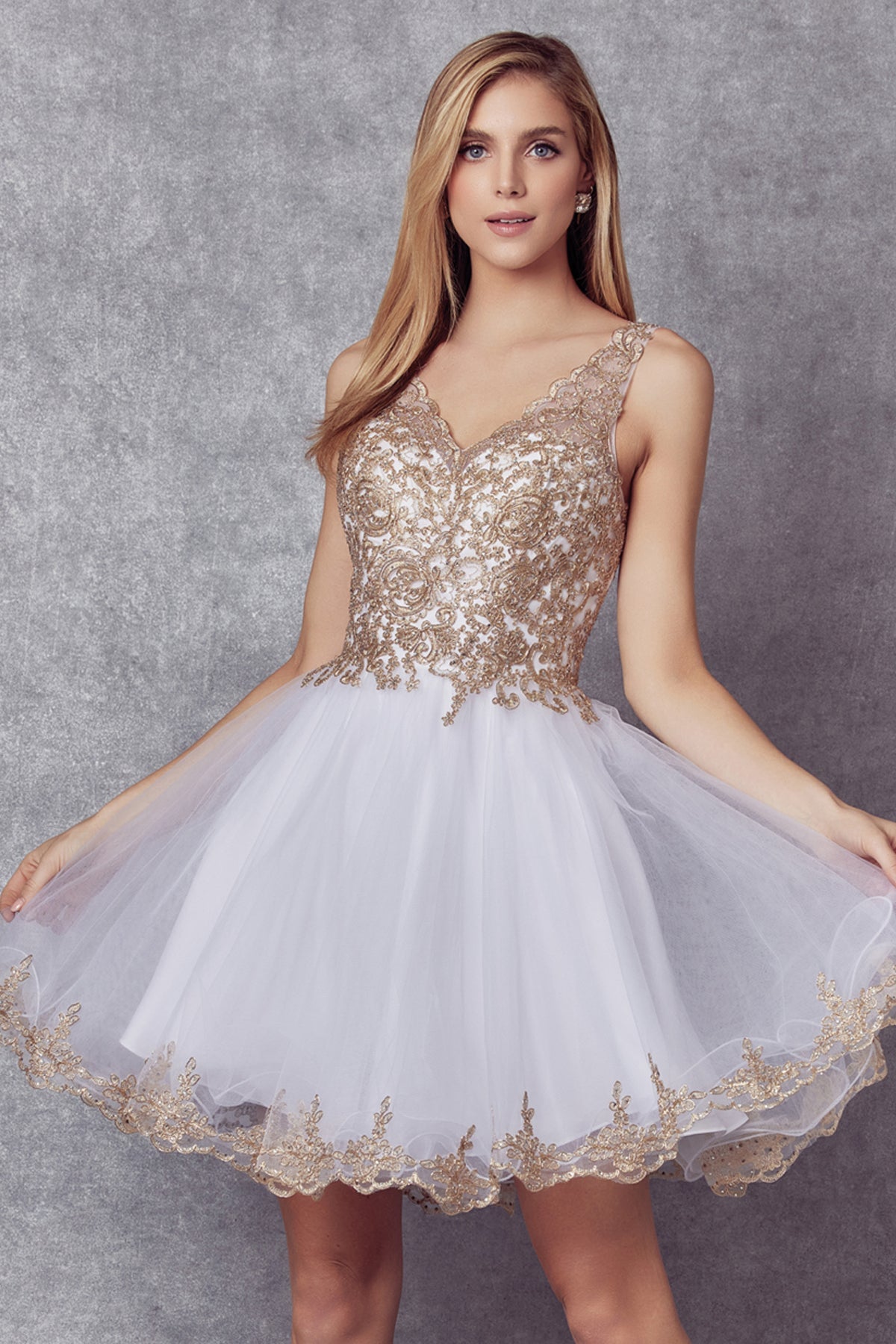 Cocktail Dresses Short A Line Cocktail Dress White/Gold