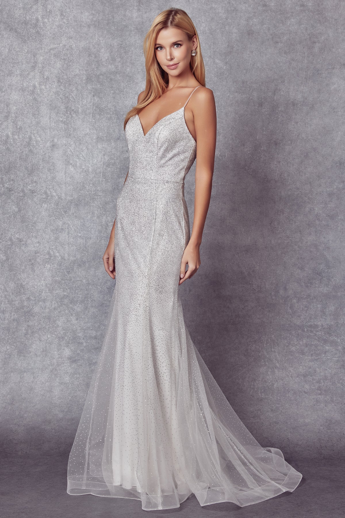 Wedding Dresses Fitted Long Wedding Glitter Dress White