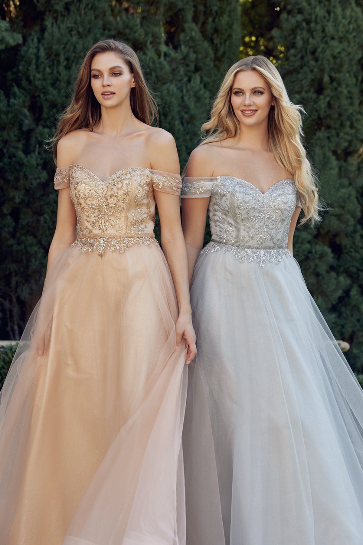 Prom Dresses Long Ball Gown Beaded Prom Dress Silver