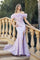 Prom Dresses Slit Long Feather Formal Prom Dress Lilac
