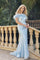 Prom Dresses Slit Long Feather Formal Prom Dress Ice Blue