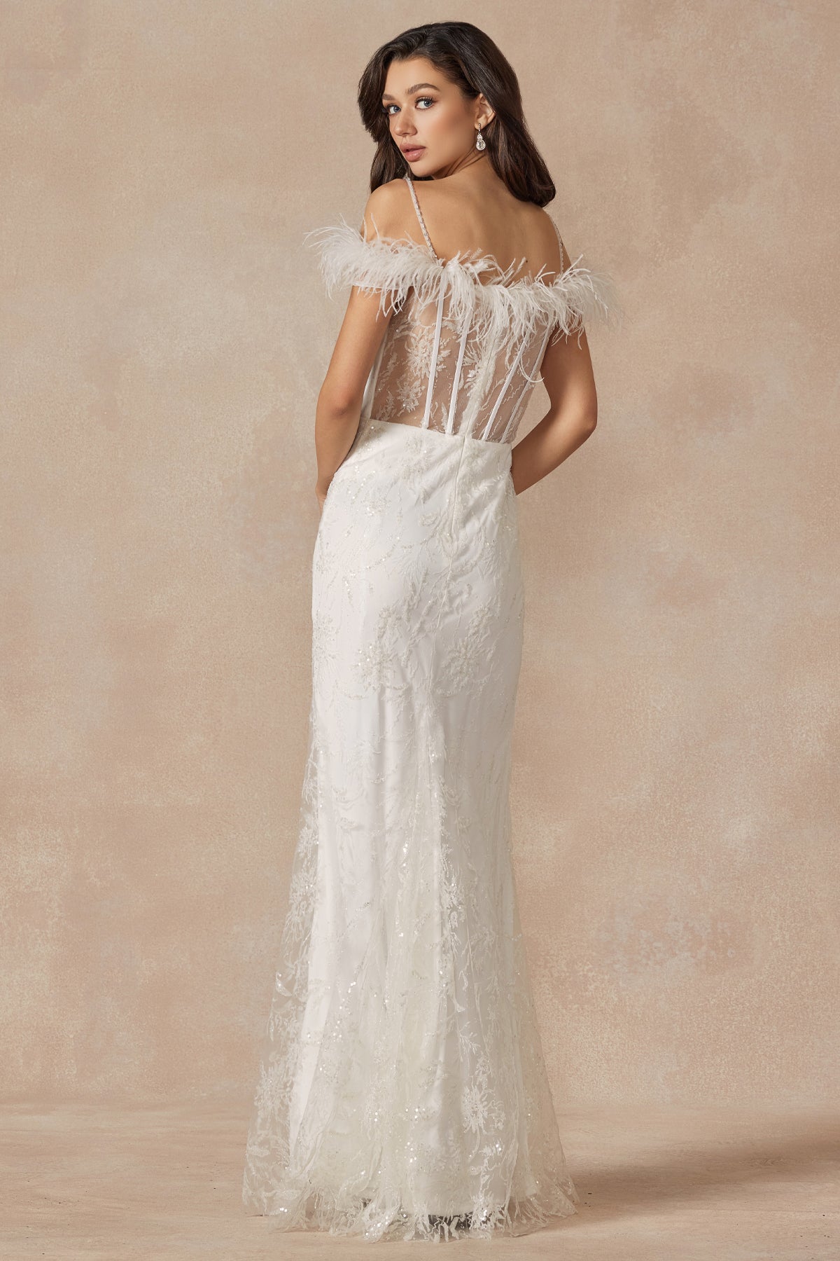 Prom Dresses Long Glitter Sequin Wedding Dress Off White
