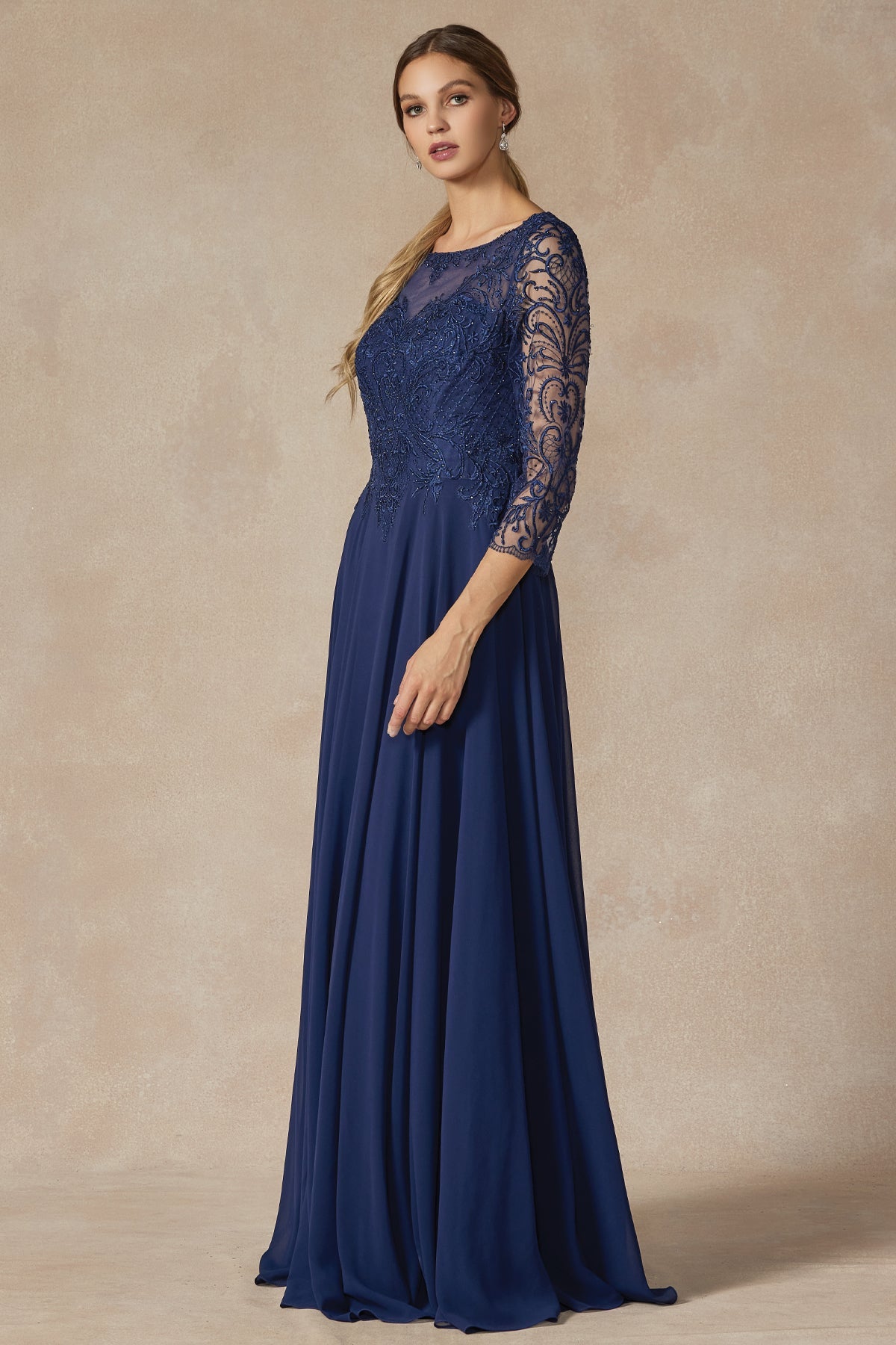 Mother of the Bride Dresses Long Beaded Lace Formal Mother of the Bride Dress Ice Blue