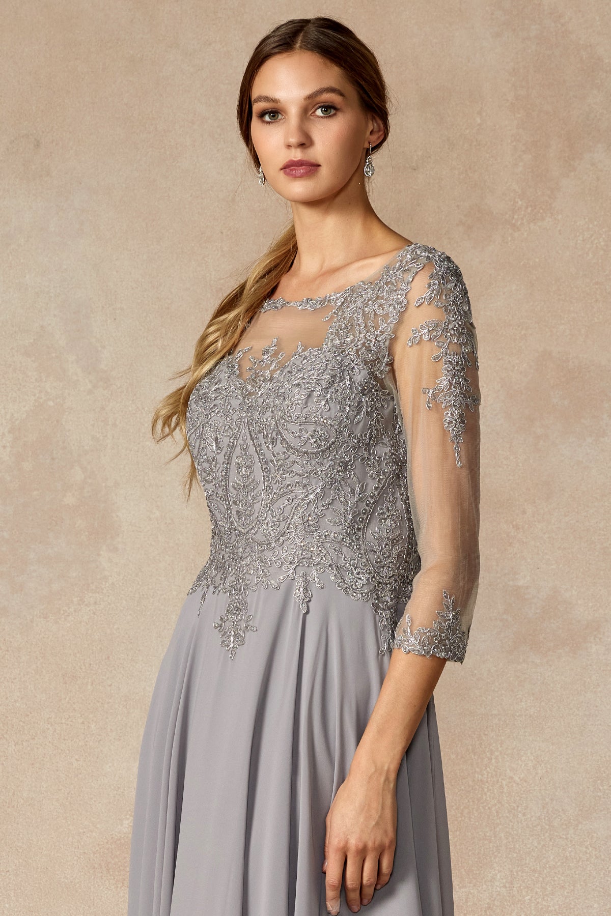 Mother of the Bride Dresses Long Formal Mother of the Bride Lace Dress Silver