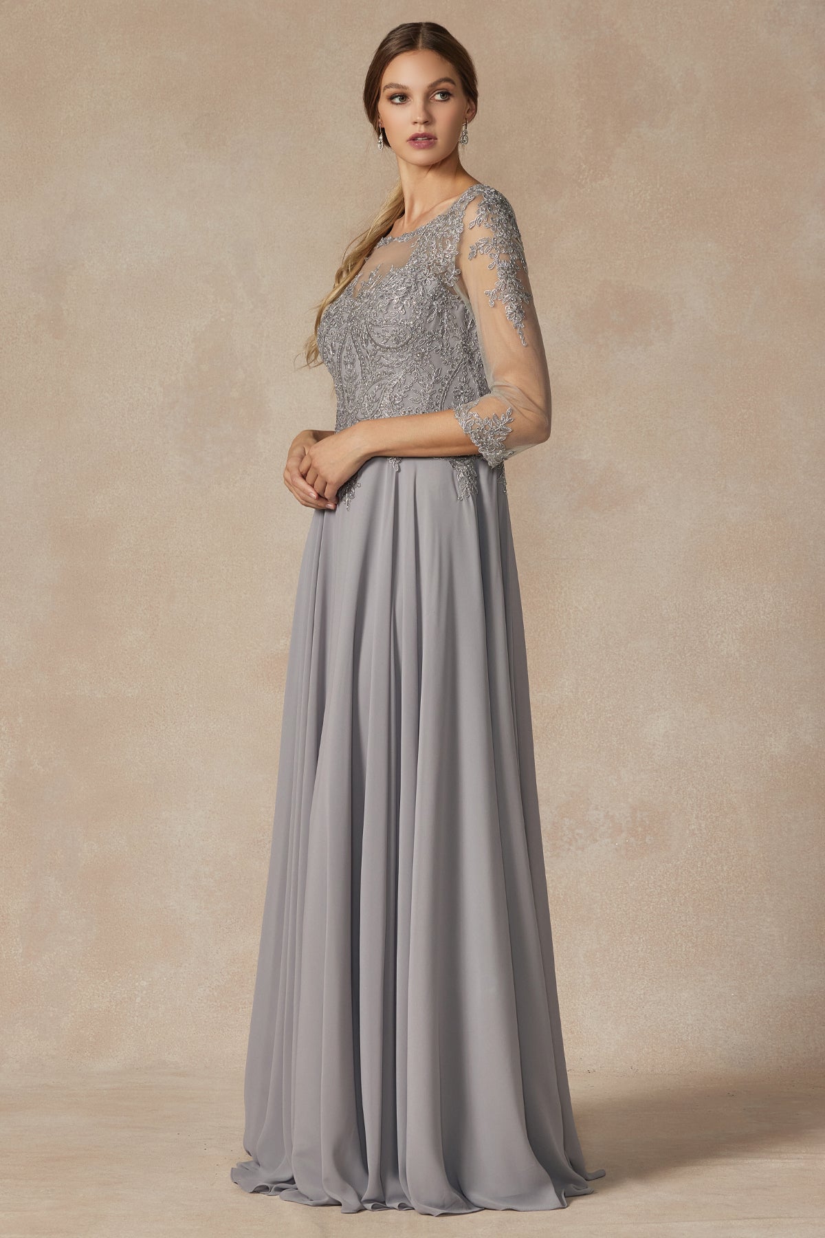 Mother of the Bride Dresses Long Formal Mother of the Bride Lace Dress Silver