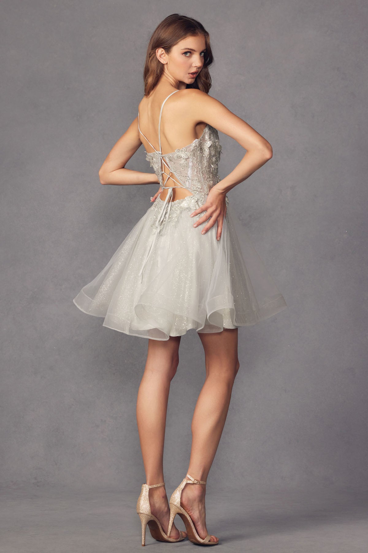 Cocktail Dresses Short Cocktail Lace Dress Silver