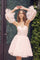 Cocktail Dresses Homecoming Short A Line Glitter Prom Dress Blush