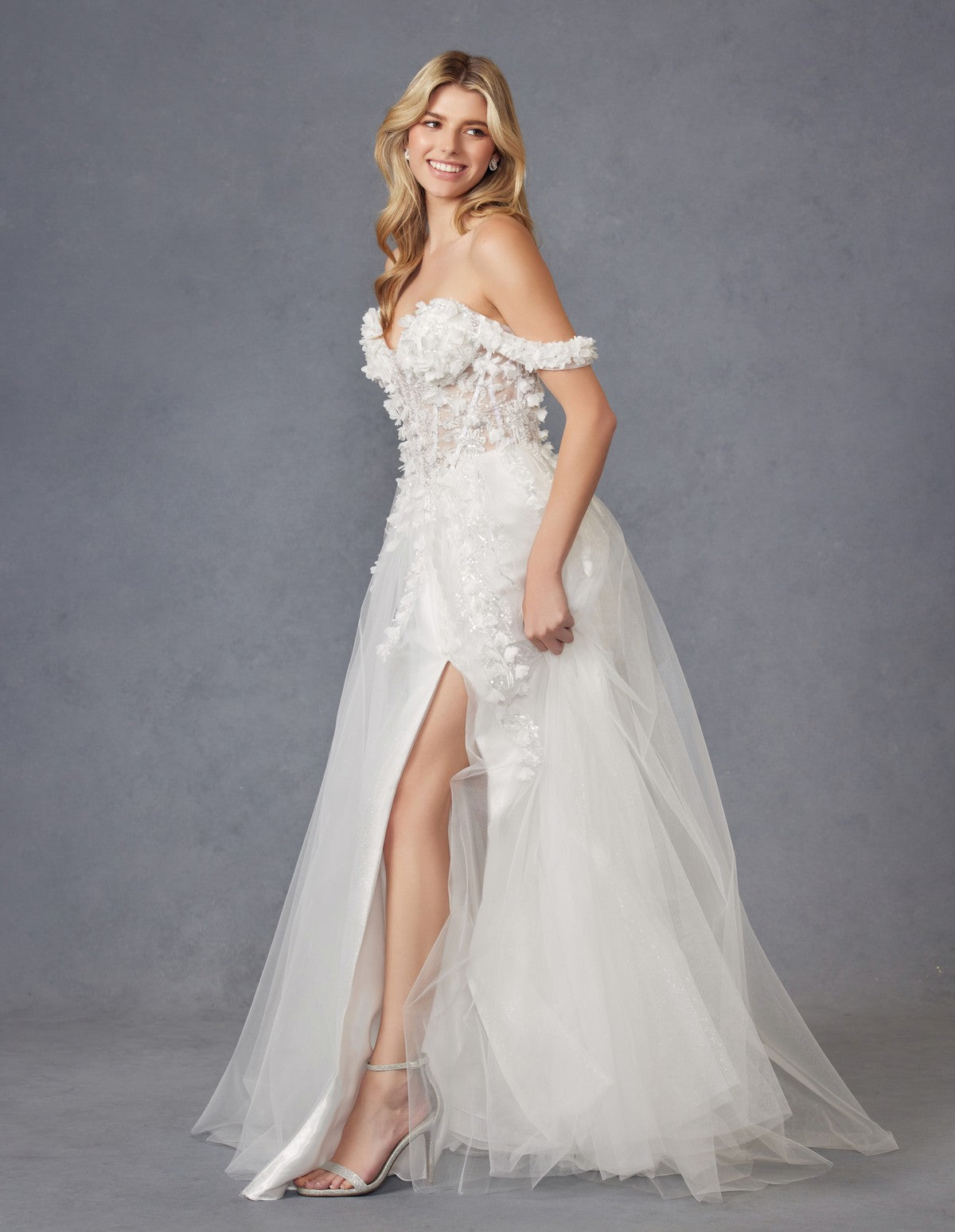 Wedding Dresses Long Floral Wedding Dress Off White