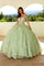 Quinceniera Dresses Long Ball Gown Glitter Sweet 16 Quinceanera Dress Sage Green