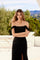 Prom Dresses Fitted Corset Long Formal Slit Prom Dress Black