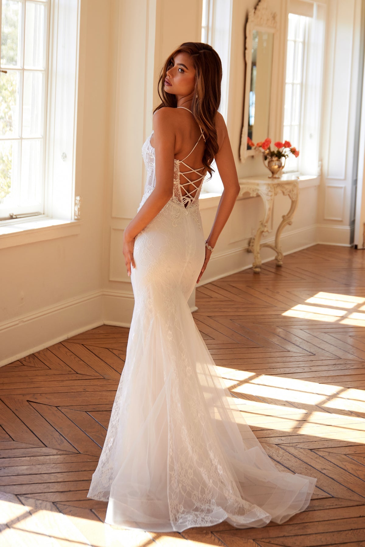 Plus Size Dresses Mermaid Long Wedding Dress  Off White
