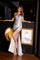 Prom Dresses Prom Fitted Slit Long Formal Applique Dress Silver
