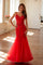 Prom Dresses Long Mermaid Formal Glitter Sequin Corset Prom Dress Red