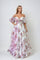 Prom Dresses A Line Long Formal Printed Ruffle Prom Dress White