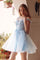 Cocktail Dresses Short Cocktail Floral Glitter Dress Bahama Blue