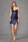 Cocktail Dresses Fitted Short Cocktail Pleated Homecoming Dress  Navy Blue