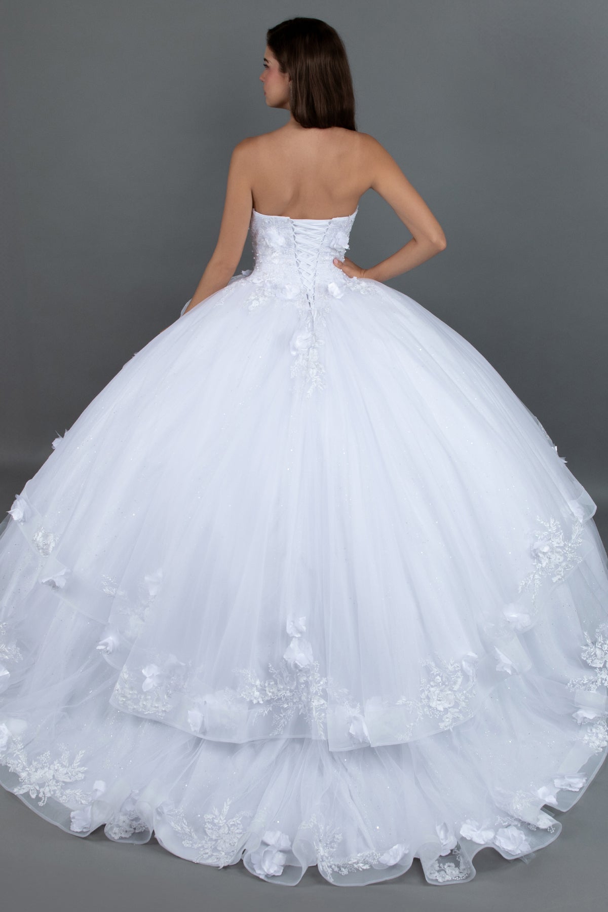 Quinceniera Dresses Long Ball Gown Sweet 16 Floral Quinceanera Dress White