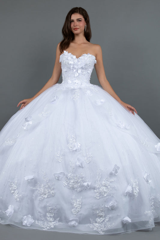 Quinceniera Dresses Long Ball Gown Sweet 16 Floral Quinceanera Dress White