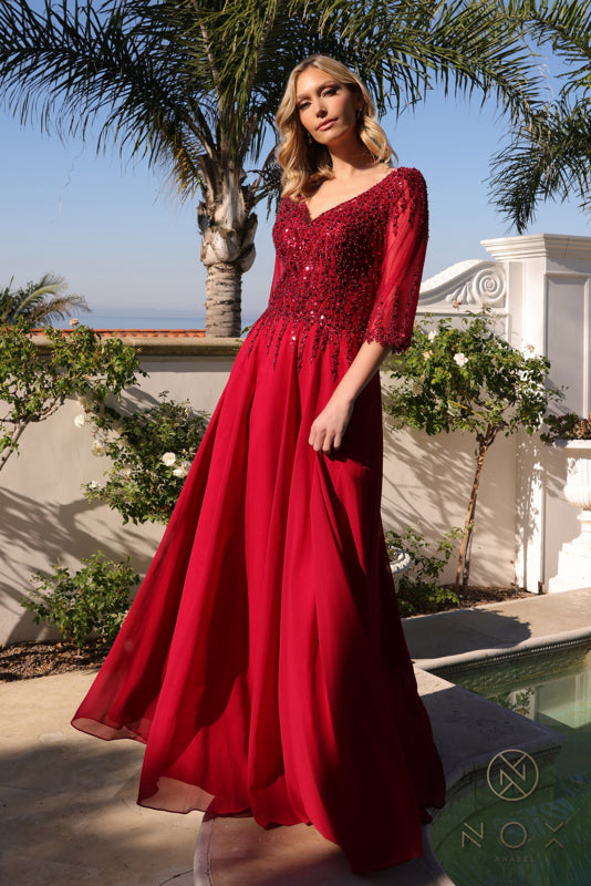 Plus Size Dresses Plus Size Long Formal Mother of the Bride Dress Burgundy