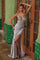 Prom Dresses Long Formal Fitted High Slit Prom Dress Silver