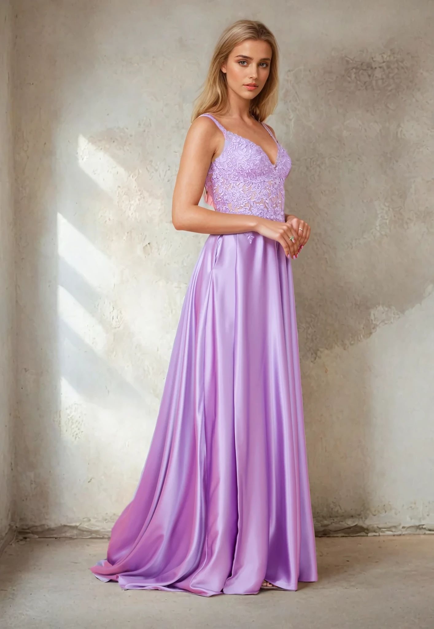 Long Chiffon Lace Illusion Formal Prom Dress