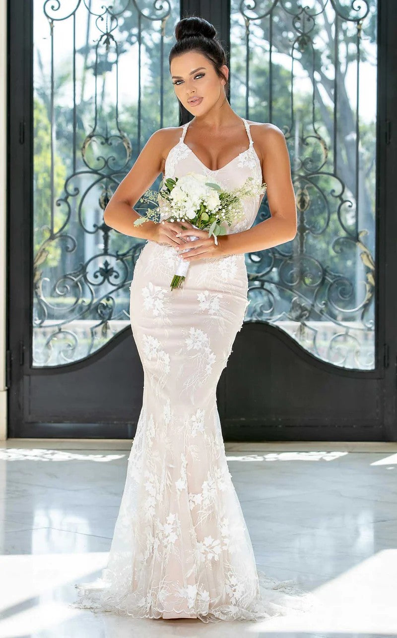 Wedding Dresses Mermaid Bridal Gown Long Floral Lace Wedding Dress White