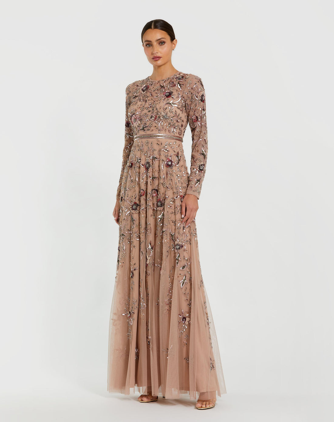 Mother of the Bride Dresses Formal Long Mother of the Bride Floral A Line Dress Mocha
